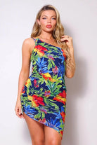 Tropical Island One Shoulder Midi Dress Dress Epicplacess S NAVY BLUE 