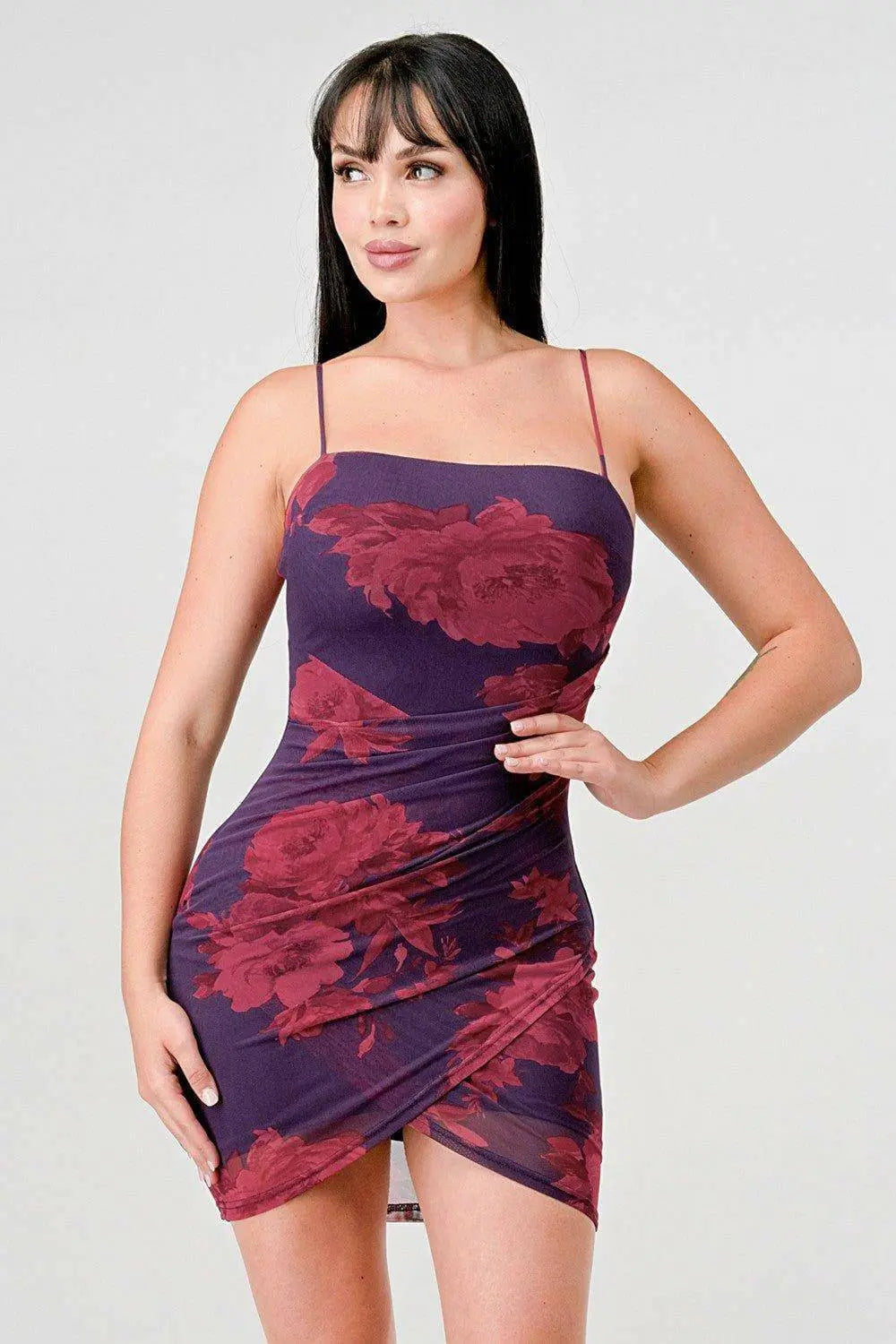 Dark Print Tulip Romance Mini Dress - Plum Dress Epicplacess S Plum 