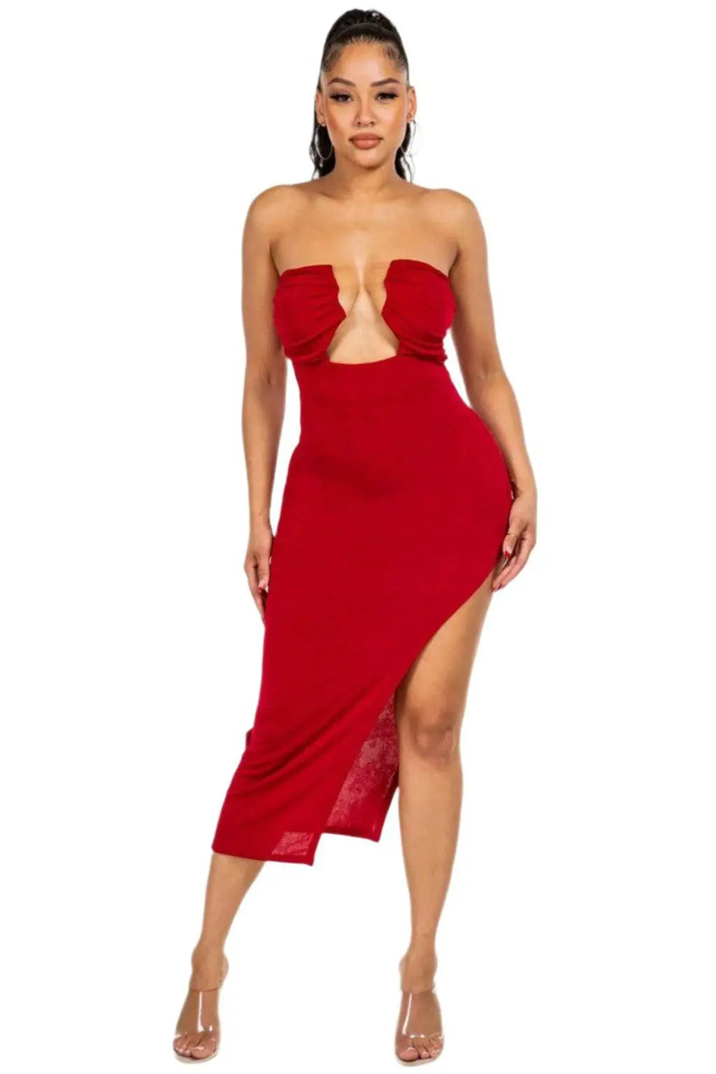Slinky Invisible Strap Midi Dress - Epicplacess