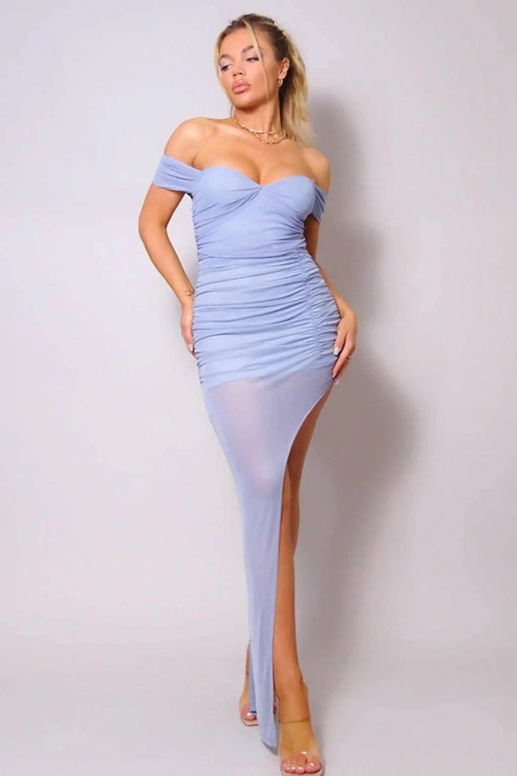 Show Off Mesh Off Shoulder Maxi Dress Dress Epicplacess   