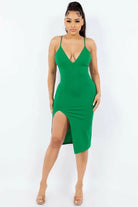 Talia Belted Eleggant Midi Dress-Green Dress Epicplacess   
