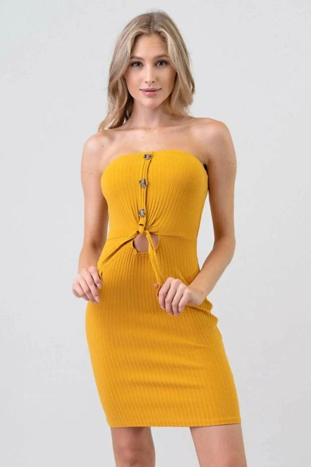Tube Front Button And Tie Midi Dress Dress Epicplacess   