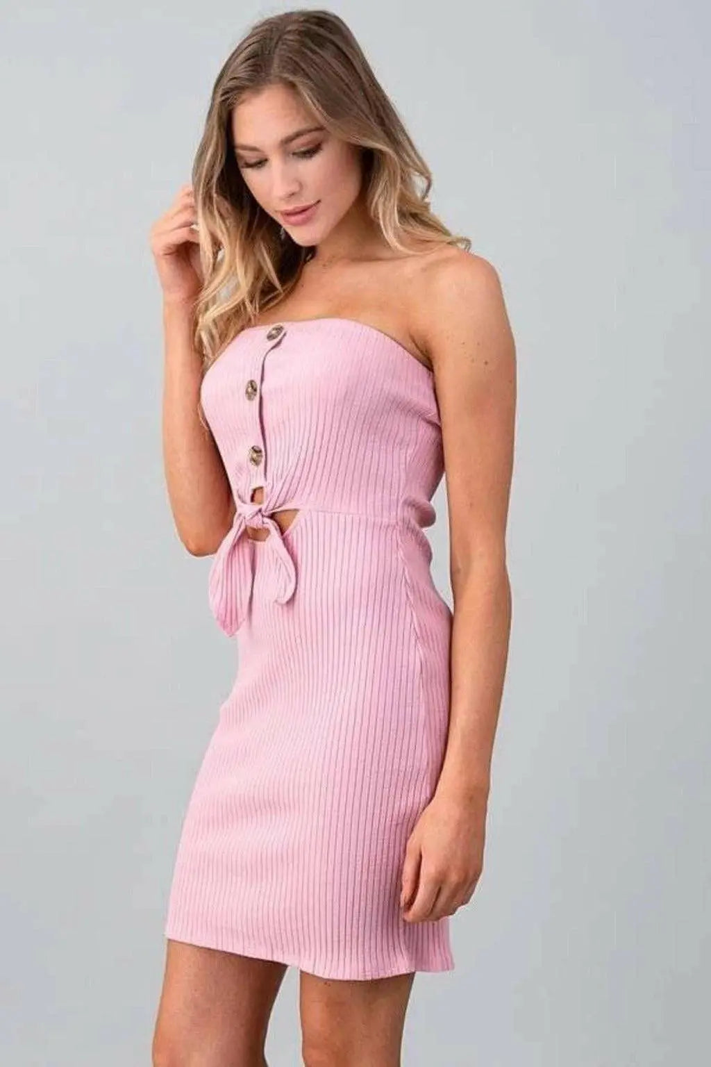 Tube Front Button And Tie Midi Dress Dress Epicplacess   
