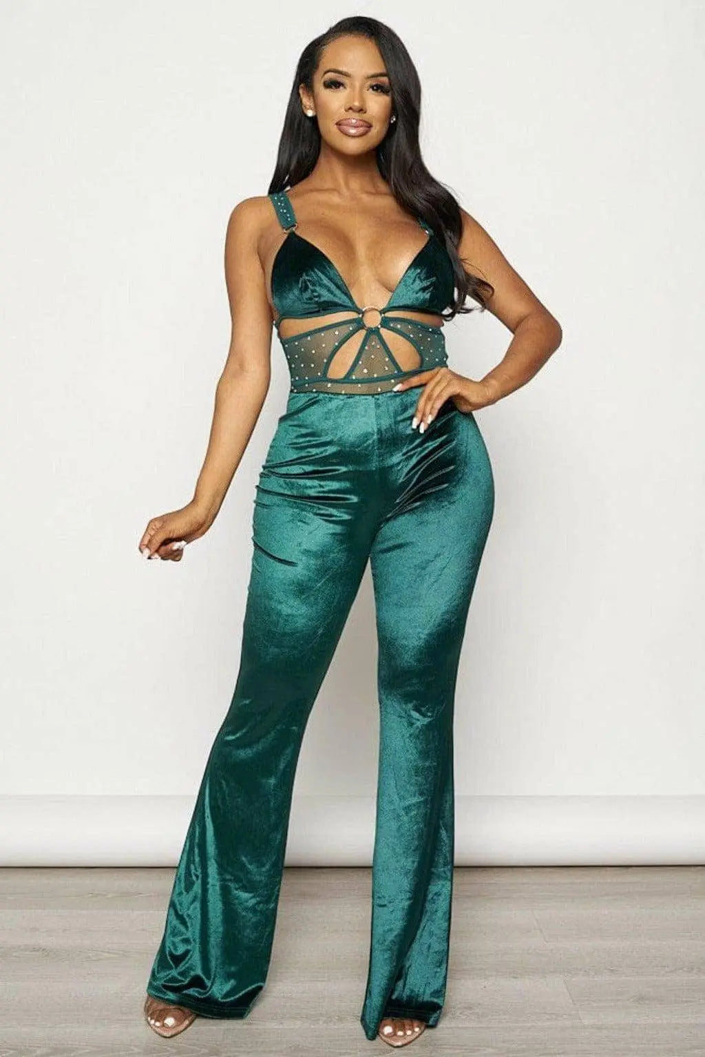 Band Waist Poplin Velvet Jumpsuits jumpsuits Epicplacess   