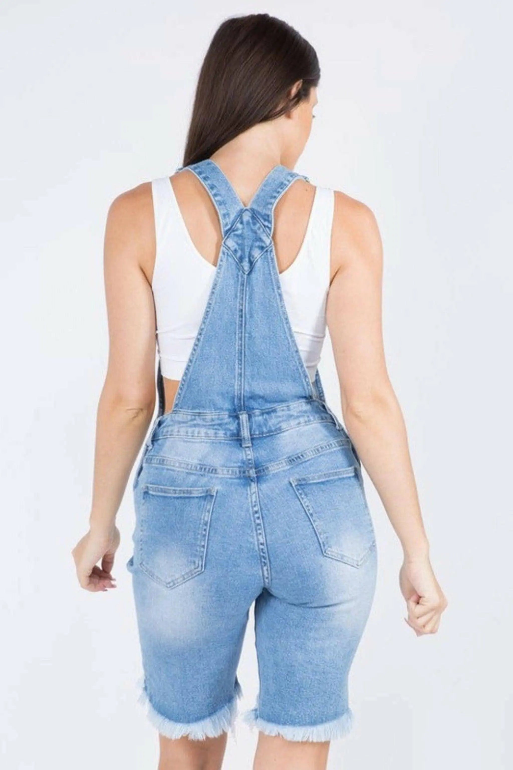 SOLID MID RISE SLIM FIT SHORT OVERALLS JUMPSUITS jumpsuits Epicplacess   