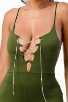 Spaghetti Strap V Front Lace Up Jumpsuits jumpsuits Epicplacess   