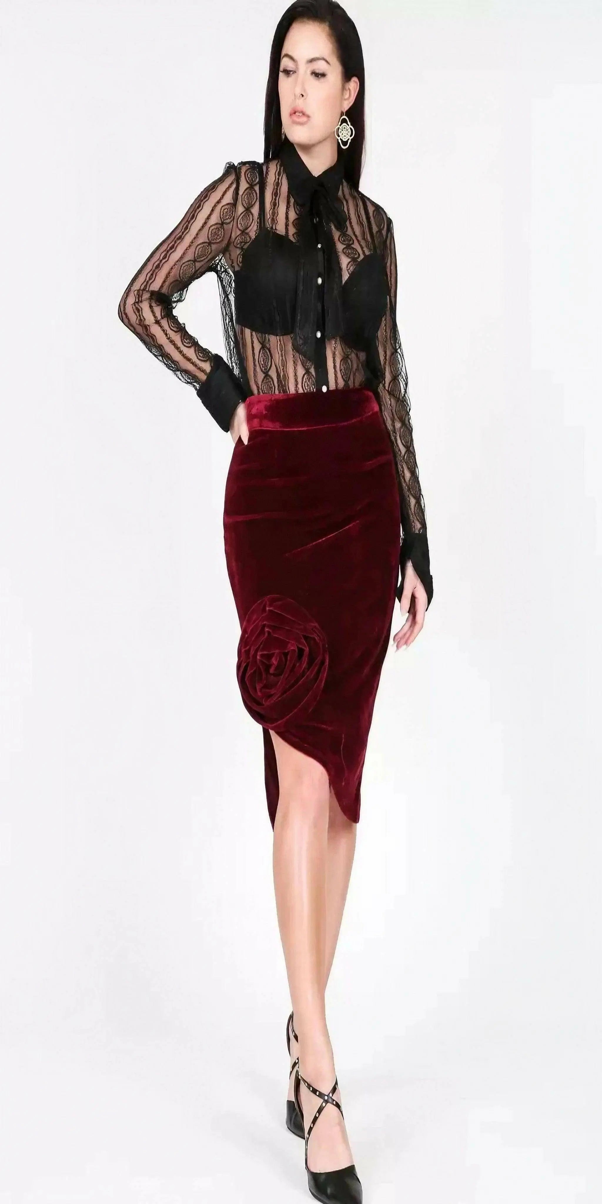 Asymmetrical Fr Hem Flower Midi Skirts skirts Epicplacess   