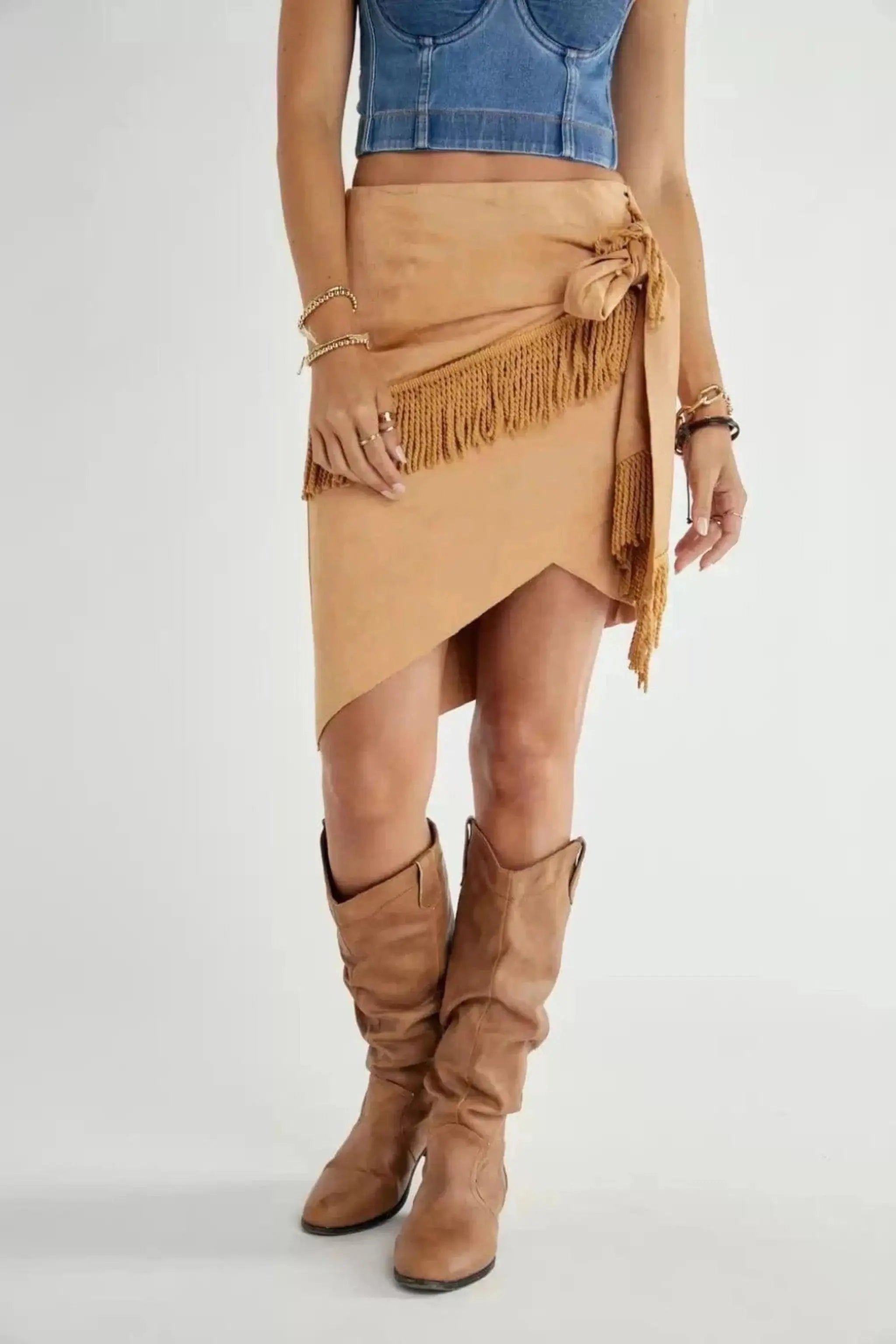 LOWER PART FRINGED MINI SKIRTS skirts Epicplacess   