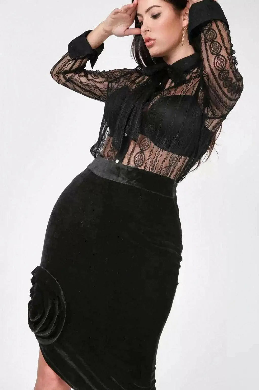 Asymmetrical Fr Hem Flower midi Skirts skirts Epicplacess S BLACK 