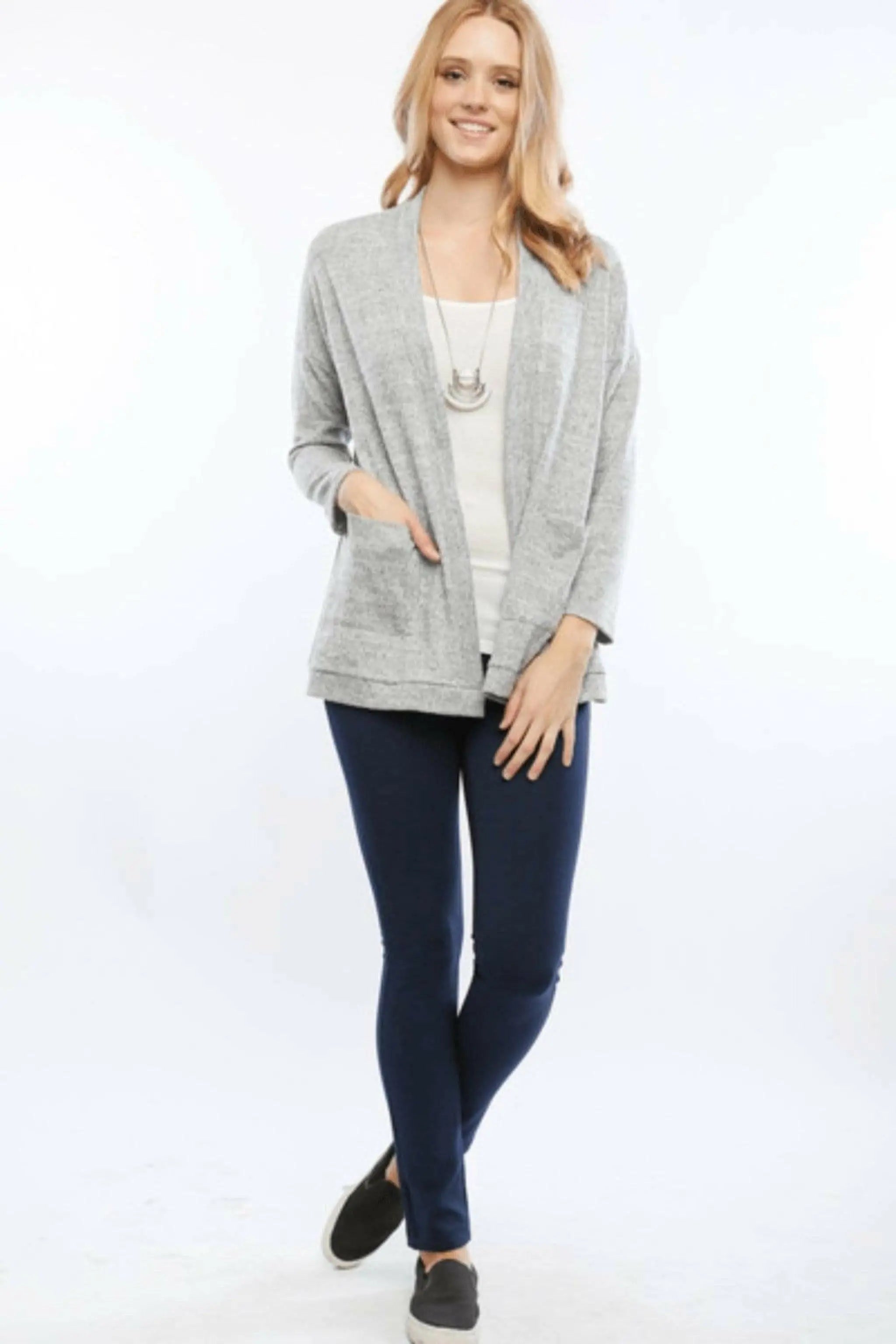 Princess Notched Brushed cardigan sweater Epicplacess GREY Medium UNITED STATE