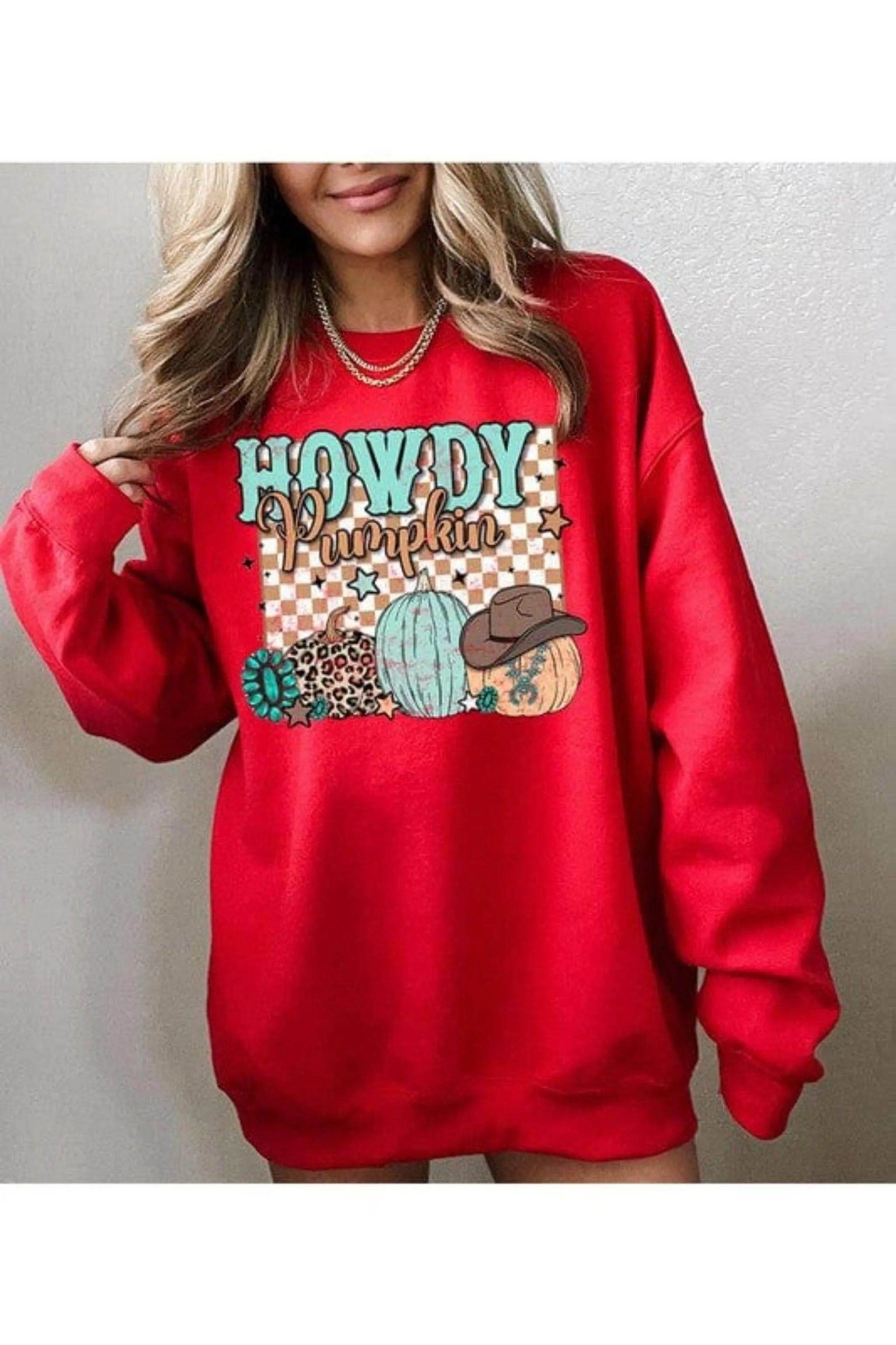 PUMPKIN FLEECE GRAPHIC TEDDY SWEATER SWEATSHIRT Epicplacess Medium RED 