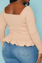 Ribbed Knit Ruffle Flare Shirt TOPS tops Epicplacess   