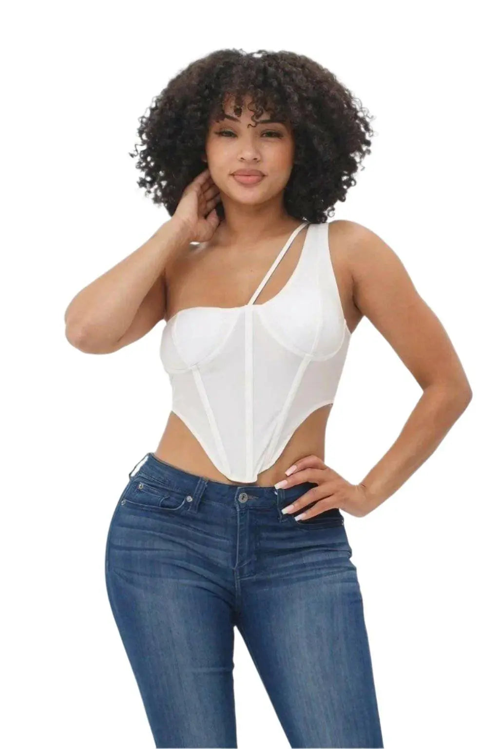 Bodice Corset Style One Shoulder Tops tops Epicplacess   