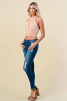 Open Slit Front Halter Tops tops Epicplacess   