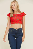 Ruffle Cute Sleeve Crop Tops tops Epicplacess Red SMALL United States