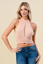 Open Slit Front Halter Tops tops Epicplacess S Pink 