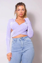 Violet Waist Tie Cropped Tops tops Epicplacess S Purple 