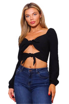 Special V Amore Front Tie Crop Tops tops Epicplacess S BLACK 