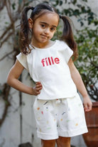Fille Off White Textured Tops tops Epicplacess White 1.2Y 