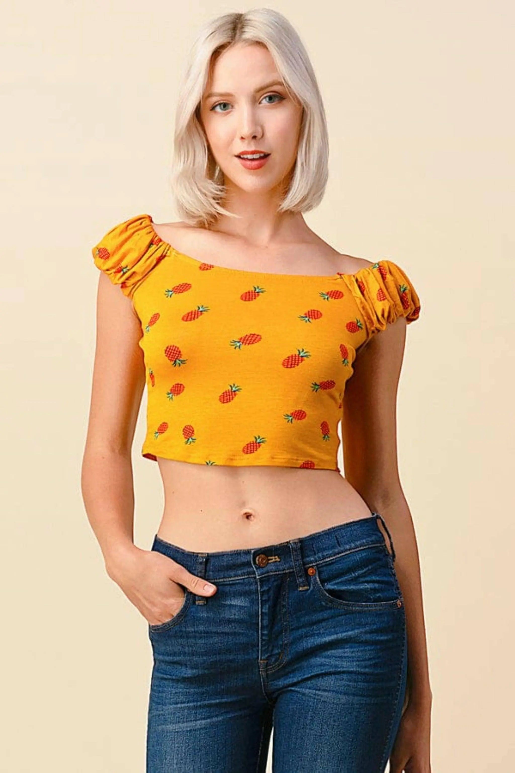 Ruffle Cute Sleeve Crop Tops tops Epicplacess Yellow SMALL United States