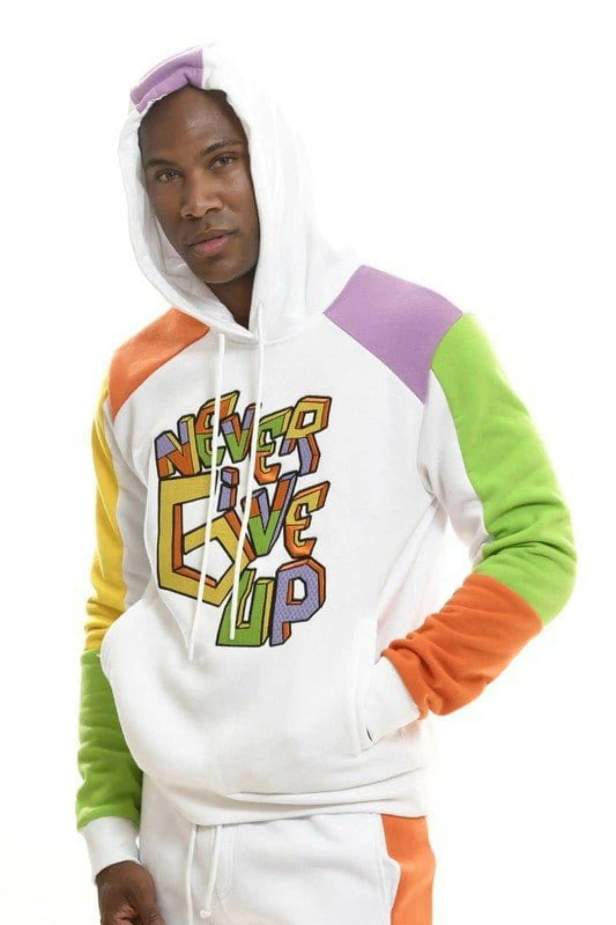 NEVER GIVE UP EMB FLEECE TRACKSUIT TRACKSUIT Epicplacess small White United States