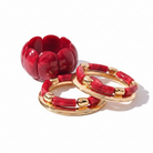 Red Marbled Resin & Gold Bracelet Stack Set
