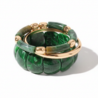 Green Marbled Resin & Gold Bracelet Stack Set