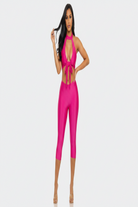Halter Cutout Crop Top & Capri Set - Hot Pink Studio Enhanced