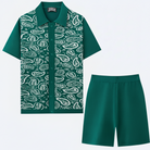 Paisley Knit Co-ord Set – Green Flat Lay