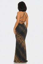 Tiger Print Mesh Maxi Dress - Studio Enhanced
