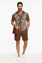 Paisley Knit Co-ord Set – Brown Model Front View