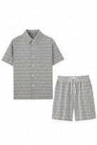 Men's Geometric Arrow Jacquard Co-ord Set – Grey Flat Lay