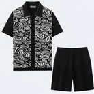 Paisley Knit Co-ord Set – Black Flat Lay