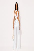 Halter Cutout Crop Top & Capri Set - White Studio Enhanced