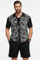 Paisley Knit Co-ord Set – Black Model Front View