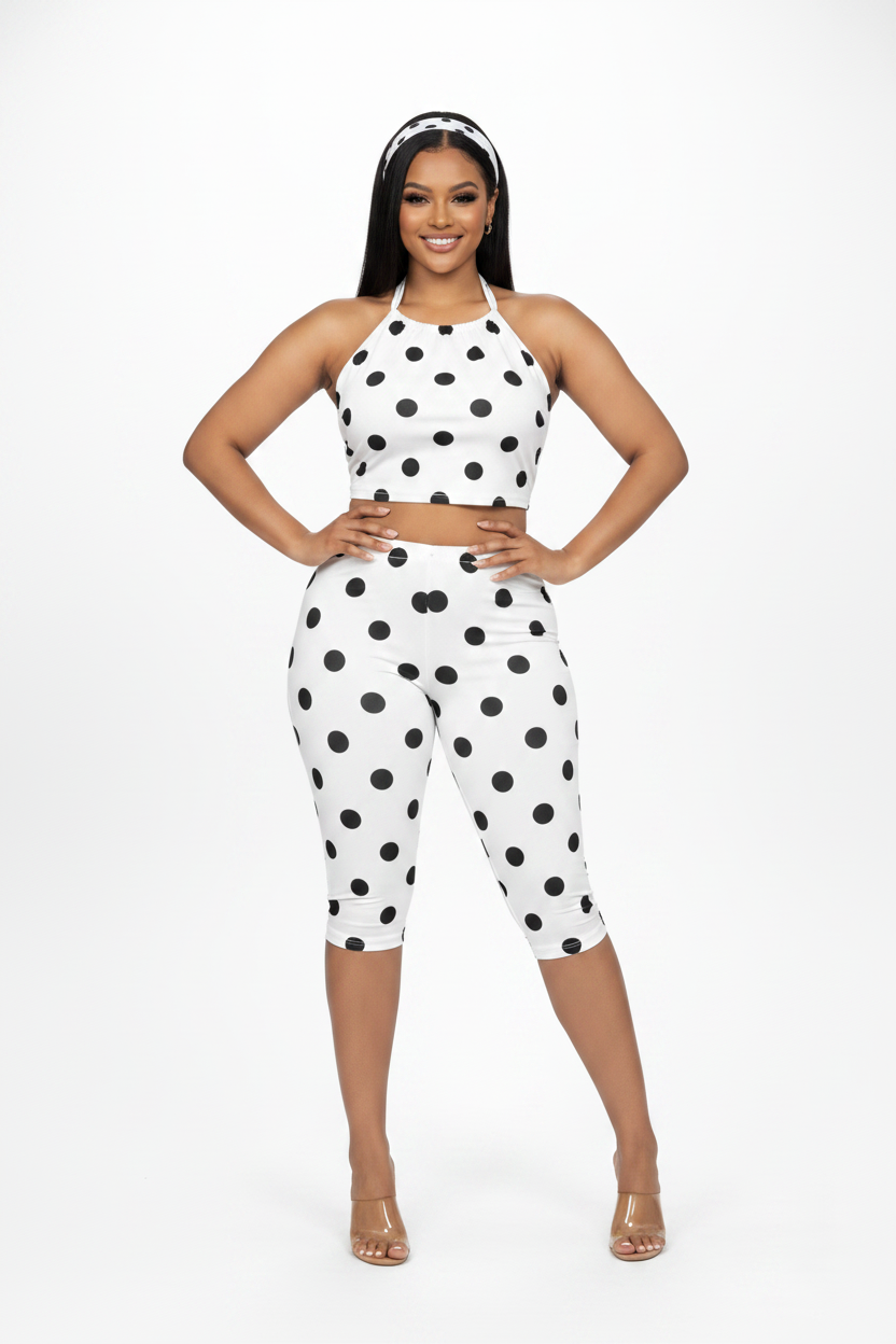 Polka Dot Halter Jumpsuit - Studio Front Enhanced