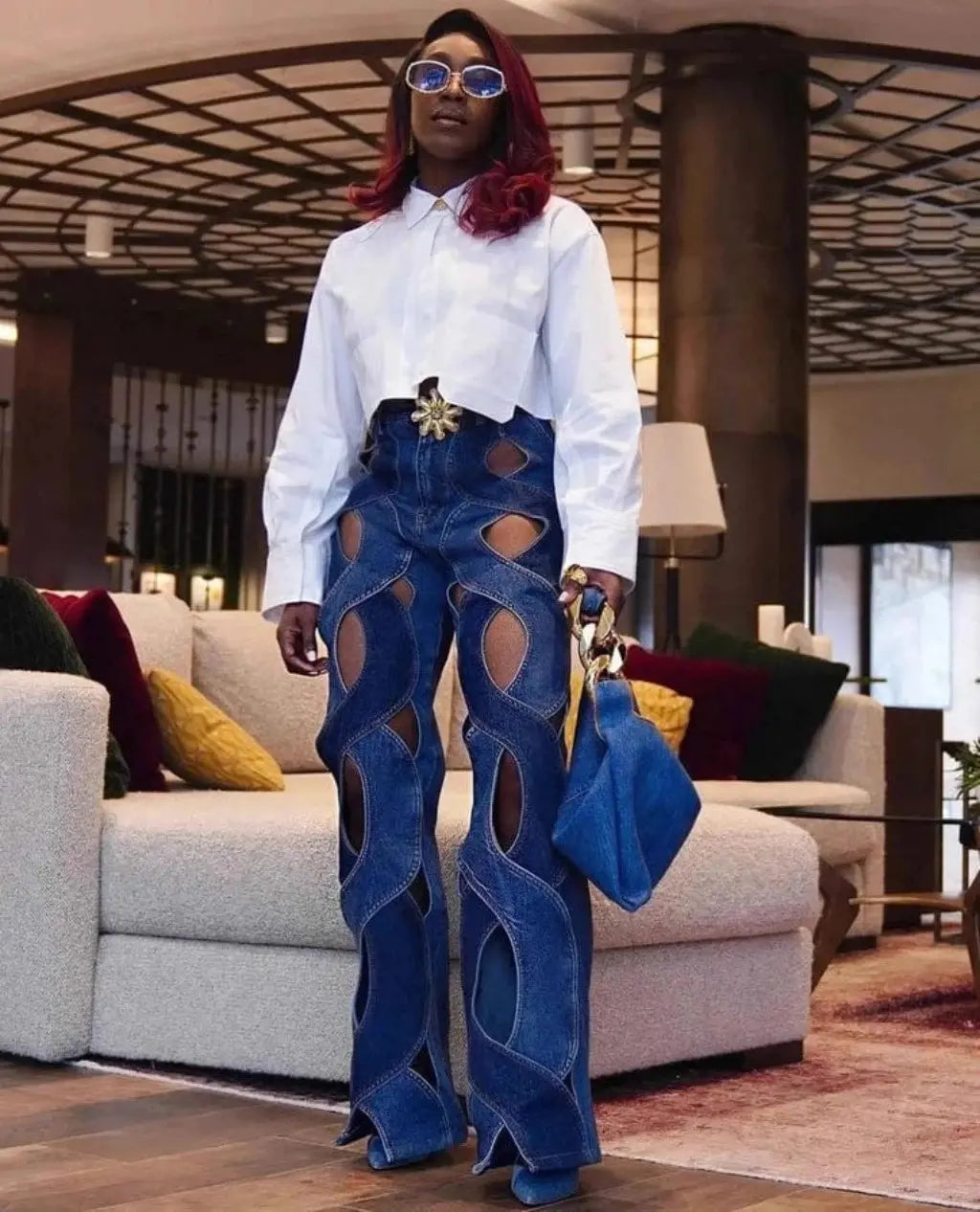 Infinity Cosmic Cutout Loop Effect Jeans-Blue JEANS Epicplacess   