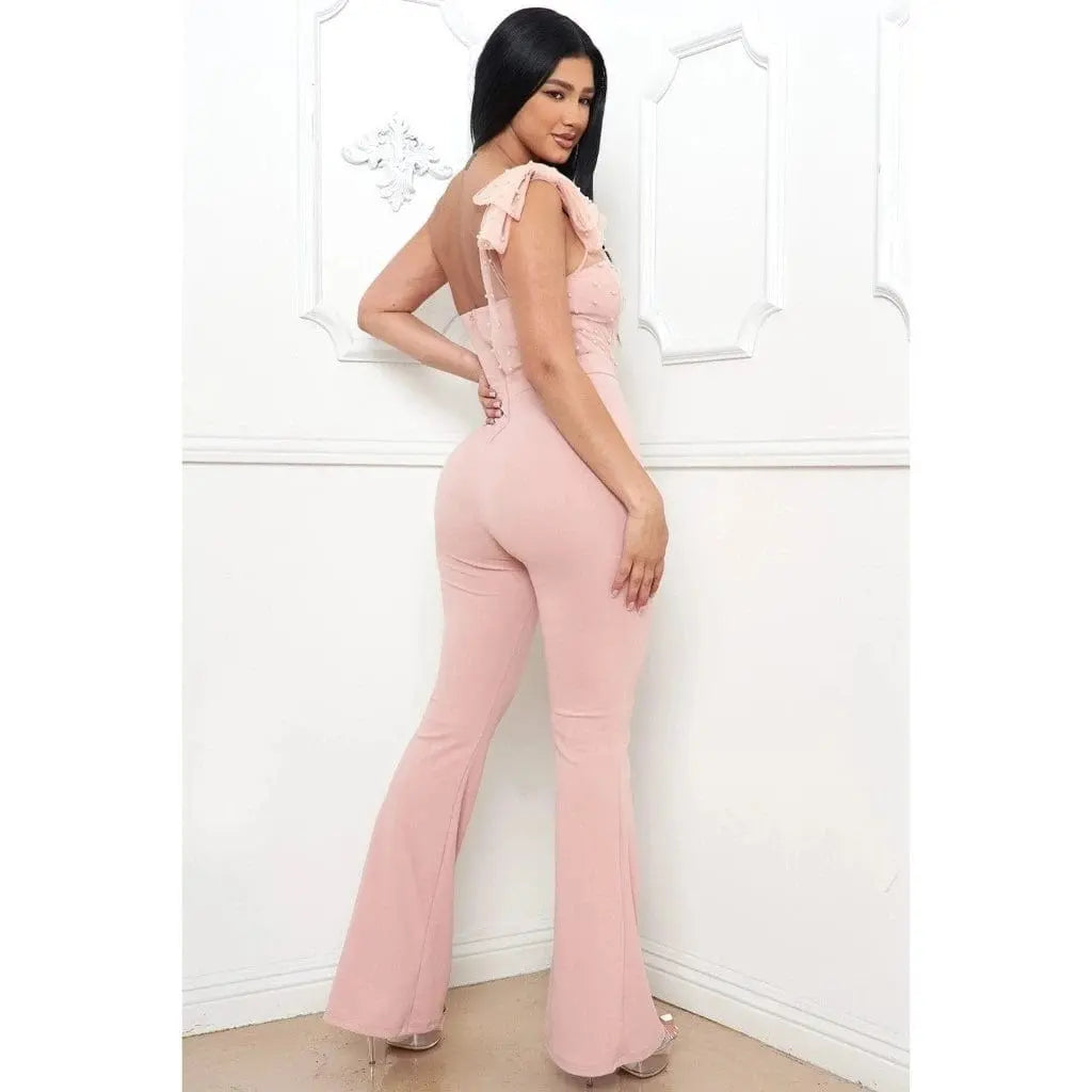 Big Hit Mesh One Shoulder Jumpsuits-Pink jumpsuits Epicplacess   