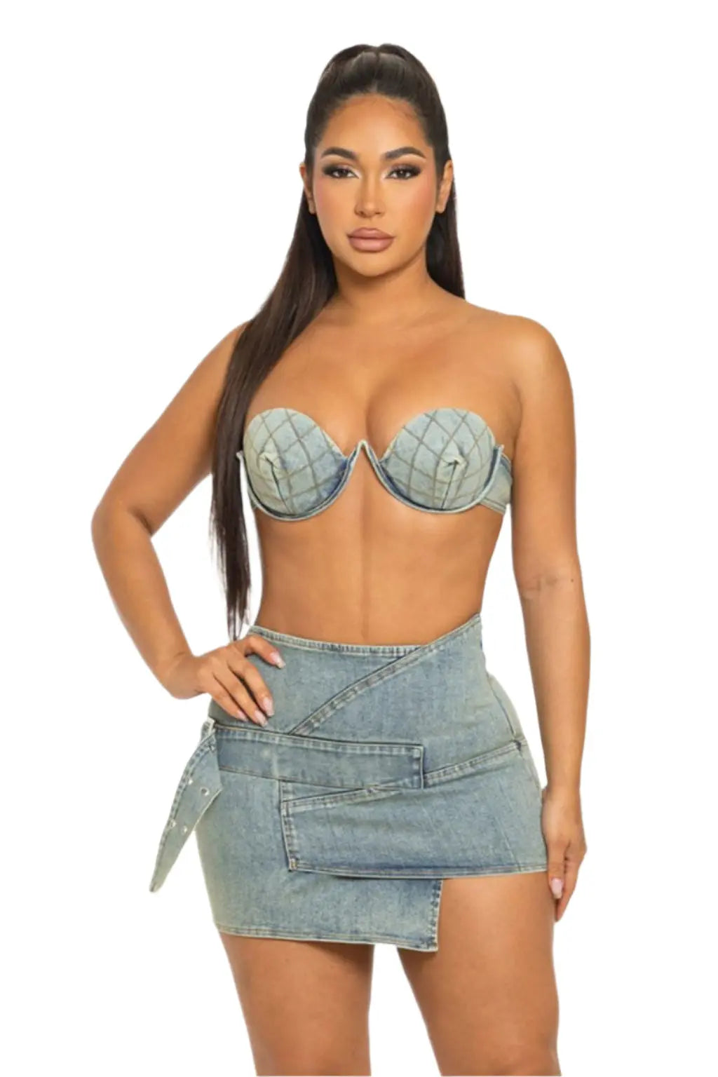 Darian Can’t be me skirt set denim - Epicplacess