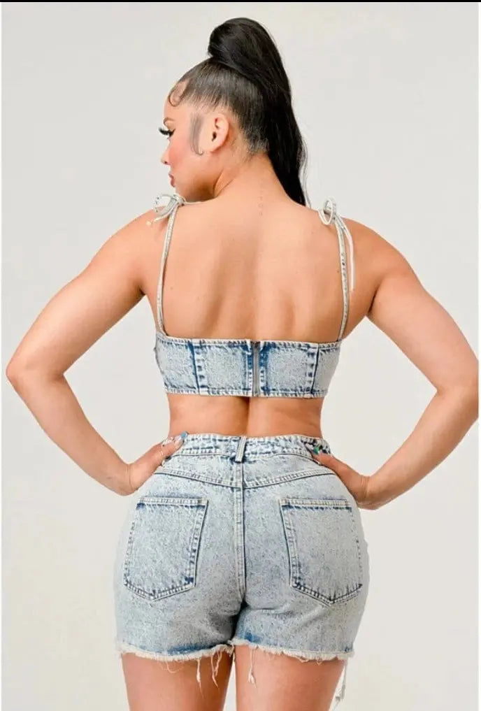 Distressed Urban Denim Short Set Sets Epicplacess   