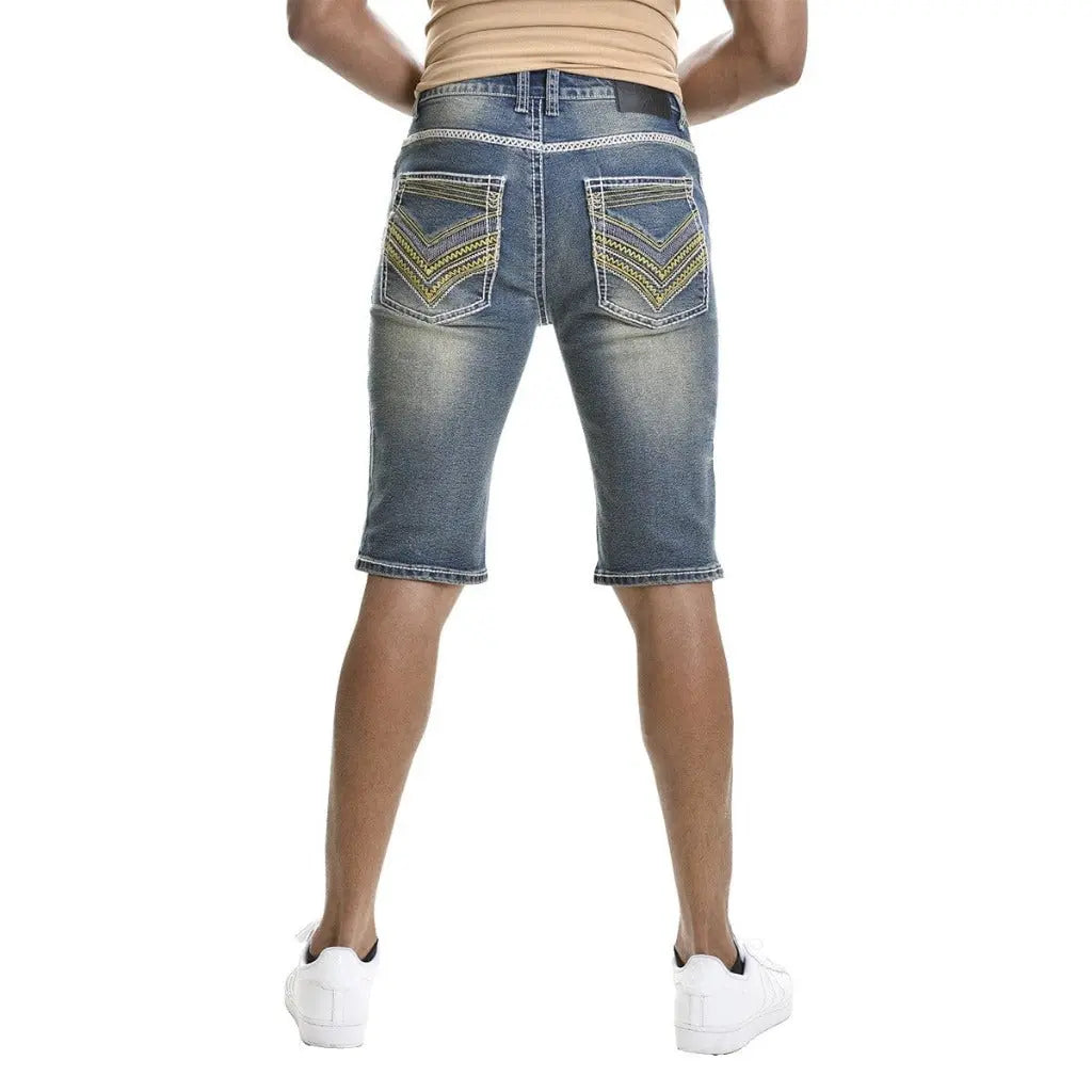BBS Distressed Raw Hem Slim Denim Shorts Shorts Epicplacess 36 Blue 