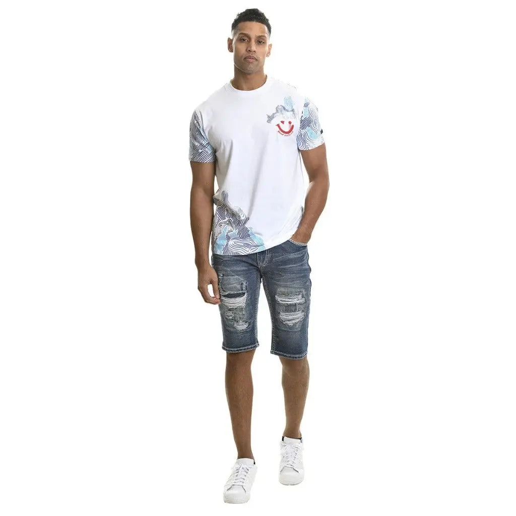 BBS Distressed Raw Hem Slim Denim Shorts Shorts Epicplacess 30 Blue 