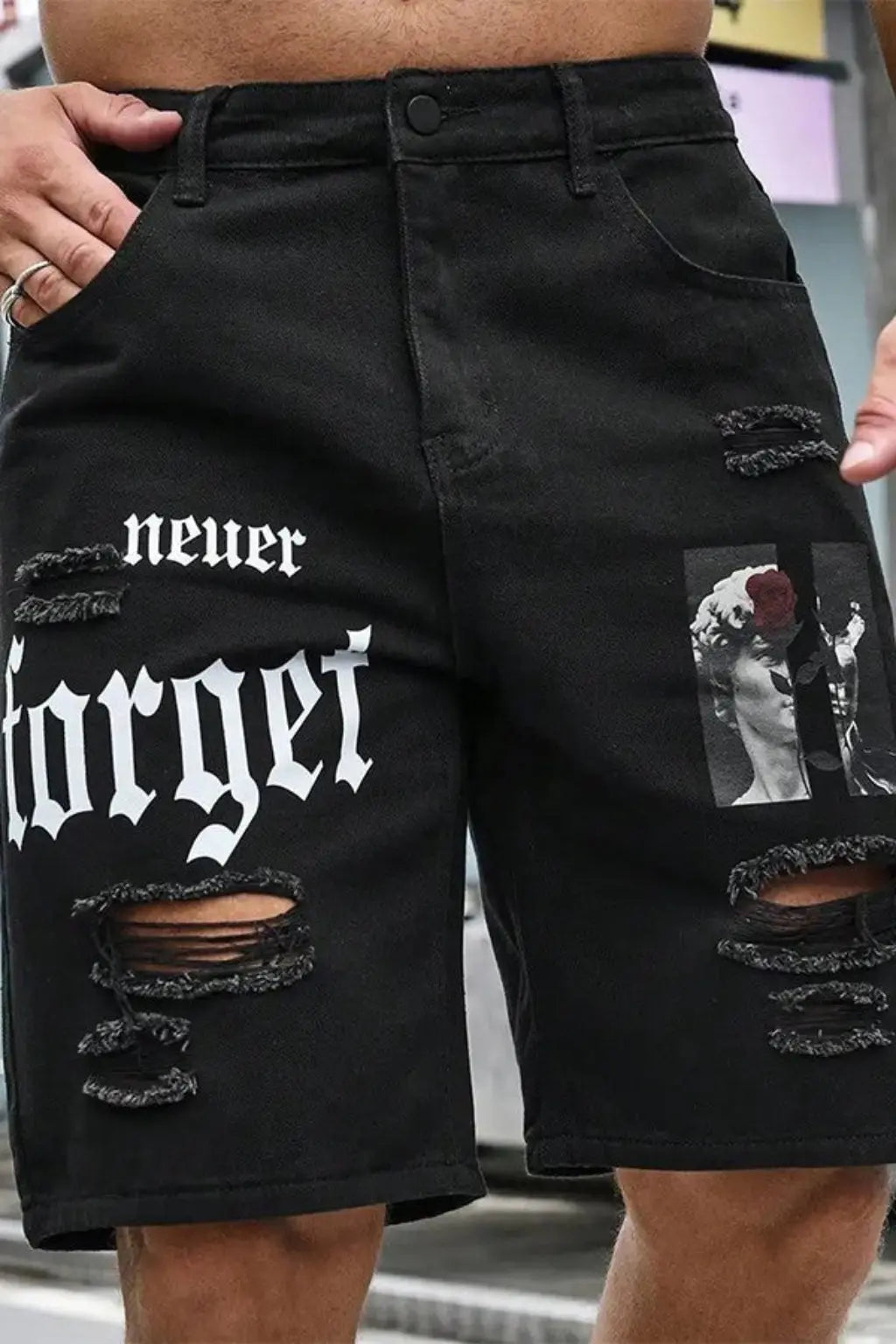 Baggy It Distressed Raw Hem Slim denim shorts - Epicplacess