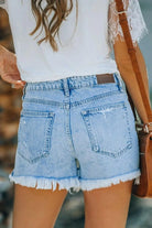 Lover Girl Fray Hem Denim Shorts - Light Blue Shorts Epicplacess   