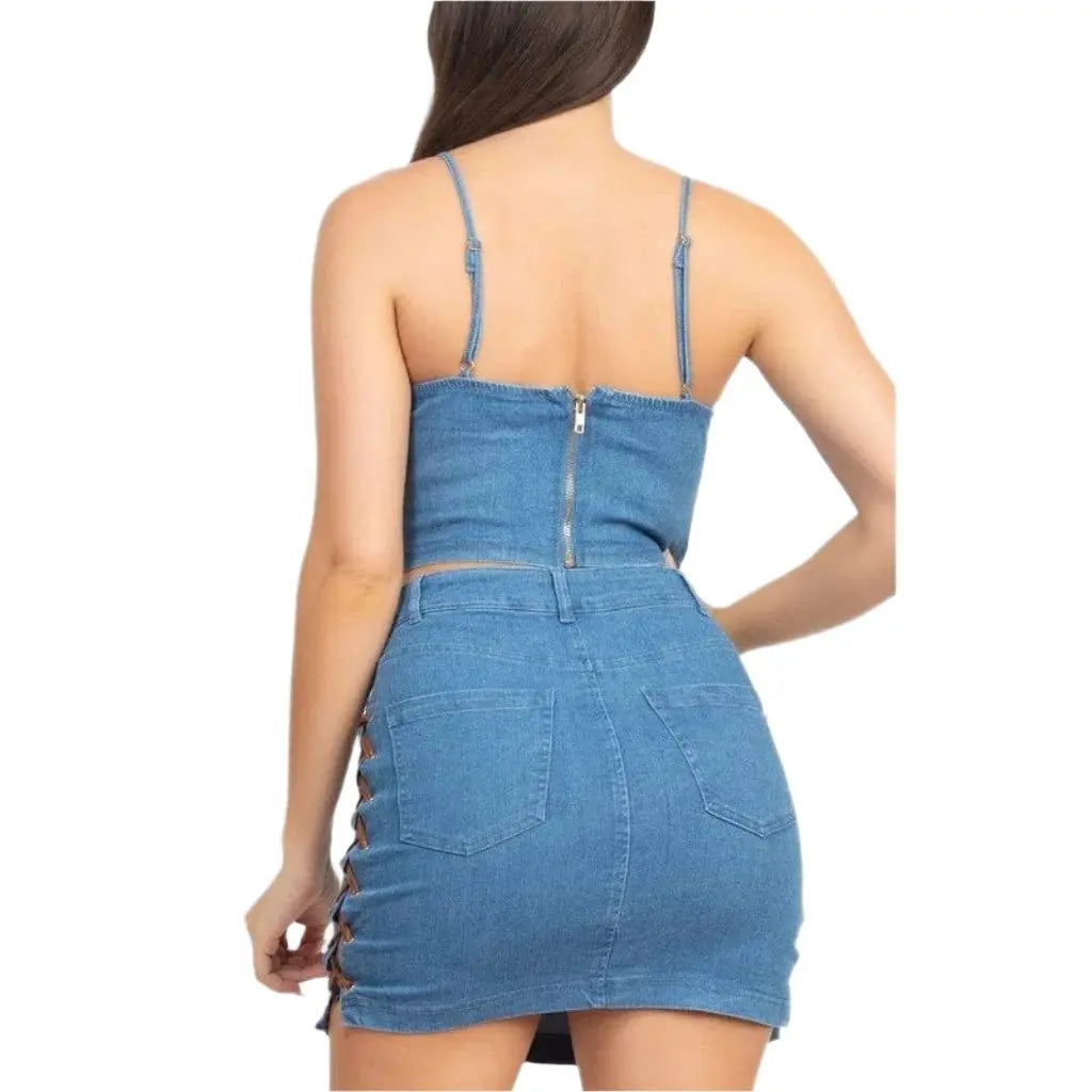 Corset & Split Denim Mini Skirts Set skirts Epicplacess   