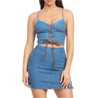Corset & Split Denim Mini Skirts Set skirts Epicplacess Drak Blue S 