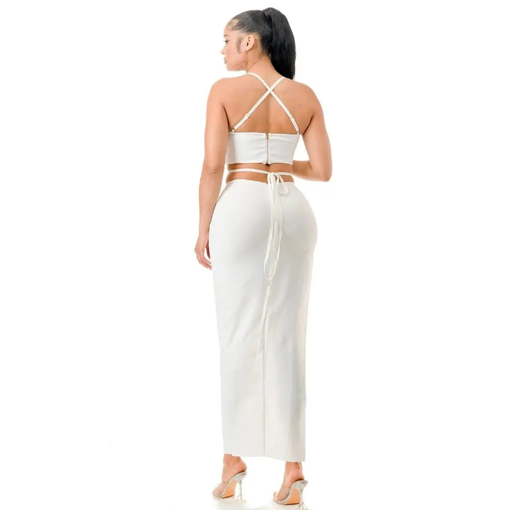 Catiana Feather Skirts Sets - White skirts Epicplacess   