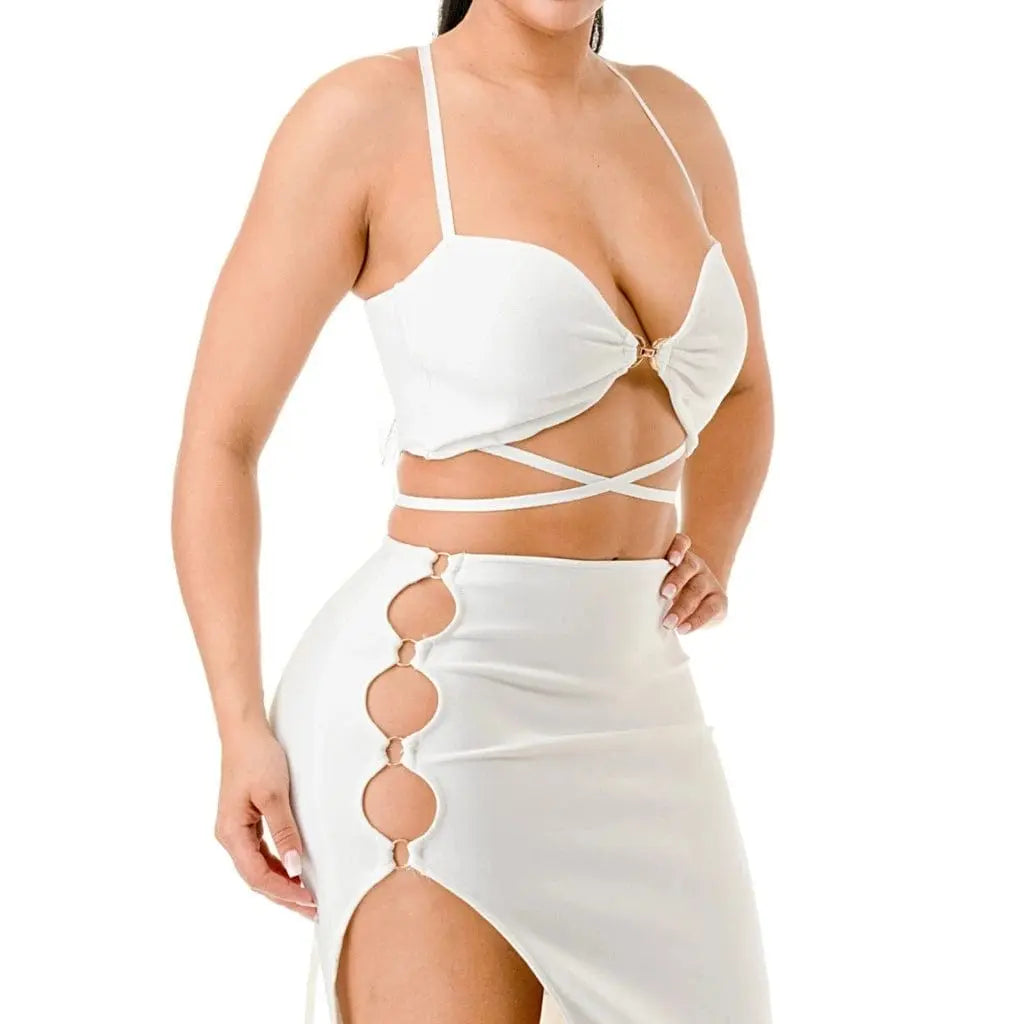Catiana Feather Skirts Sets - White skirts Epicplacess   