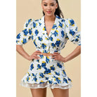 Floral Blouse Short Set - White skirts Epicplacess S White 