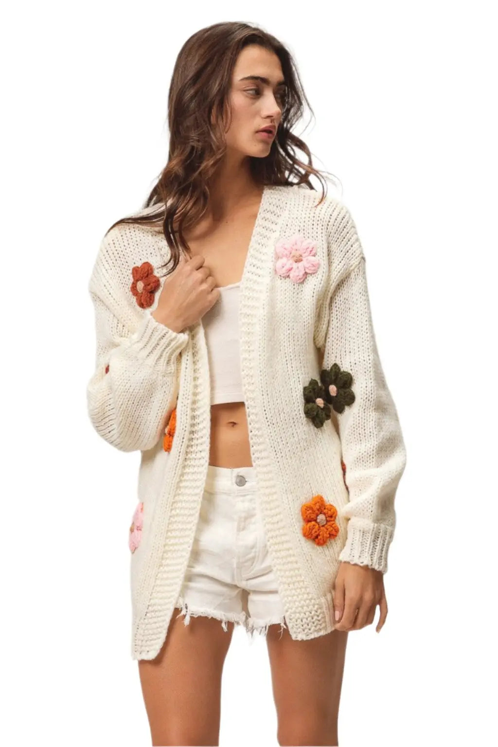 Chunky Flower Two Pocket Cardigan - Epicplacess